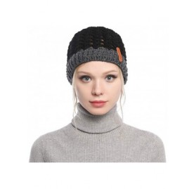 Skullies & Beanies Ponytail Beanie Hat for Women- Girls BeanieTail Soft Stretch Cable Knit Messy High Bun Winter Cap - Black ...