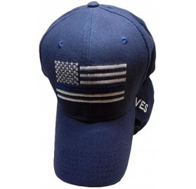 Skullies & Beanies USA Police Memorial Blue Line Police Lives Matter Dark Blue Embroidered Cap Hat - CP185WGMRTC $9.23