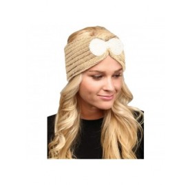 Cold Weather Headbands Women's Winter Sequin Flower Knitted Headband Ear Warmern - Ribbon - Taupe - CS18HD52AMK $8.67