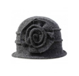 Bucket Hats Flower 100% Wool Dome Bucket Hat Winter Cloche Hat Fedoras Derby Hat - D-grey - CH18HEHHC87 $15.48