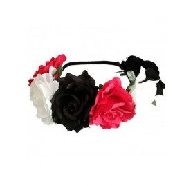 Headbands Love Fairy Bohemia Stretch Rose Flower Headband Floral Crown for Garland Party - Red White Black - CT18WCHQEGX $12.49