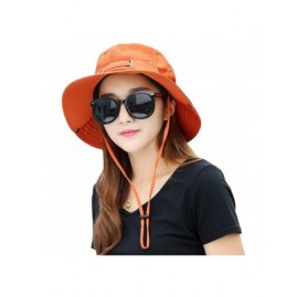 Sun Hats Summer Sun Men/Women Wide Brim UV Beach Caps Sports Fishing Hats - Orange - CB1843SCXUX $11.21