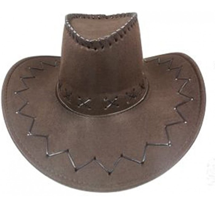 Cowboy Hats Mens Womens Cowboy Cowgirl Hat Whipstitched Felt Chin Strap - Dark Brown - CN18E8IUATK $33.11
