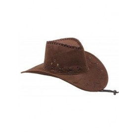 Cowboy Hats Mens Womens Cowboy Cowgirl Hat Whipstitched Felt Chin Strap - Dark Brown - CN18E8IUATK $18.73