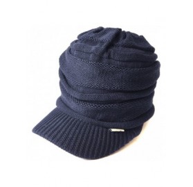Skullies & Beanies Mens Summer Knit Beanie Hat - Womens Slouchy Visor Cap Winter Baggy Slouch Knit - Navy - CQ11K50YDHX $15.93
