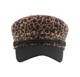 Berets Women's Leopard Print Beret Hat Casual Retro Flat Top Navy Cap - Khaki - CK18M2KMCMO $12.73