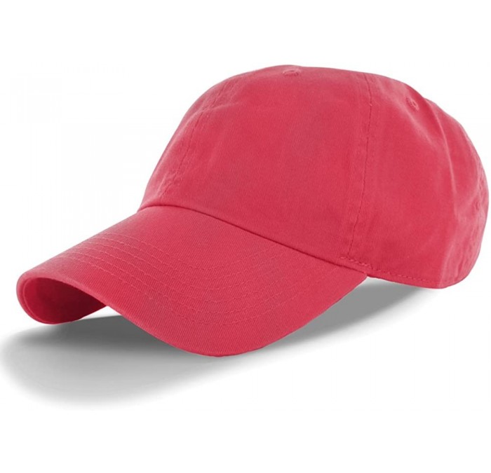Baseball Caps Plain 100% Cotton Adjustable Baseball Cap - Hot Pink - CL11SEDFKC5 $18.40