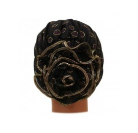Headbands Beautiful Metallic Turban-style Head Wrap - Gold and Purple Spots - CA184W6D04M $11.29
