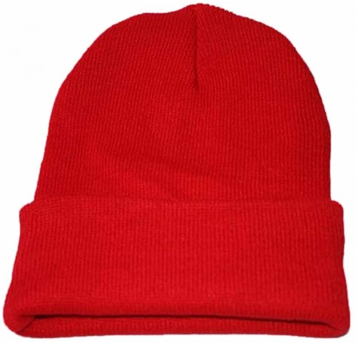 Skullies & Beanies Unisex Classic Knit Beanie Women Men Winter Leopard Hat Adult Soft & Cozy Cute Beanies Cap - Red C - CE192...