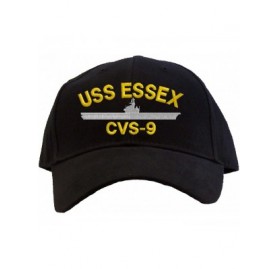Baseball Caps USS Essex CVS-9 Embroidered Pro Sport Baseball Cap - Black - CK183IE3QKN $17.59