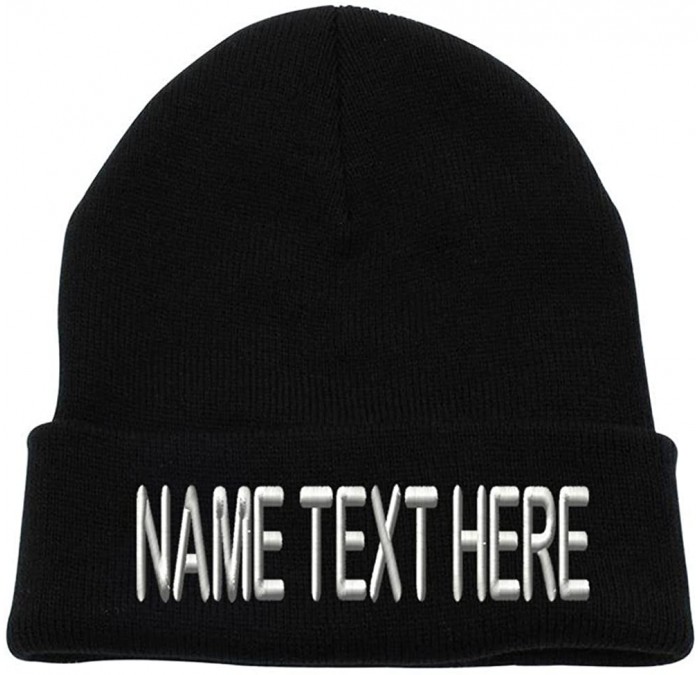 Skullies & Beanies Custom Embroidery Personalized Name Text Ski Toboggan Knit Cap Cuffed Beanie Hat - Black - C61892H8SW8 $16.83