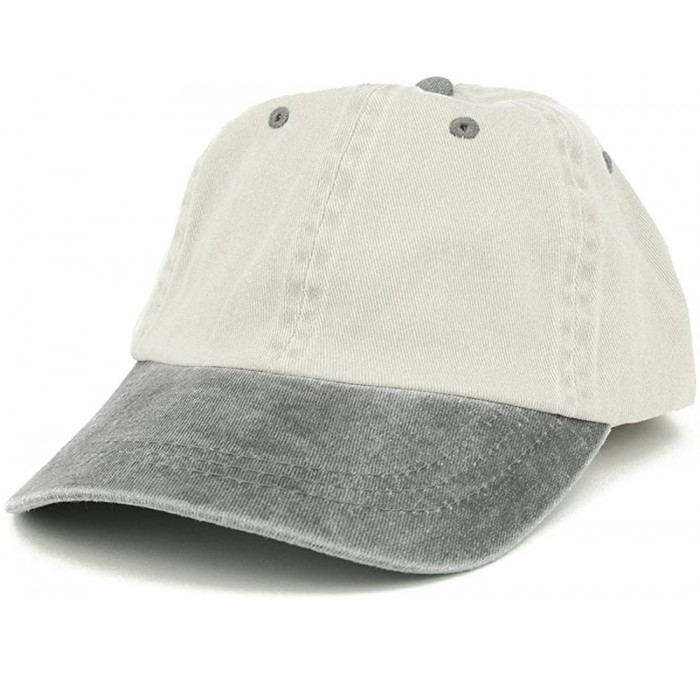 Baseball Caps Low Profile Blank Two-Tone Washed Pigment Dyed Cotton Dad Cap - Beige Black - CI12NUOJ6HD $13.76