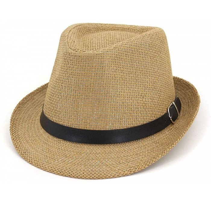 Sun Hats Jazz Hat 2019 Male Female Couple Straw Hat Outdoor Travel Husk Solid Colour Fashion Sunshade Sun Hat - Khaki - CM18U...