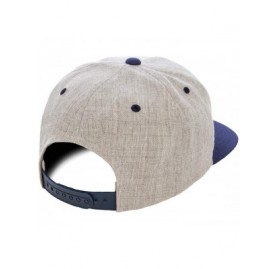 Baseball Caps Yupoong Premium Classic Snapback Hat - Flat Brim- Adjustable Ballcap w/Hat Liner - Heather/Navy - C418GYZ7D3L $...