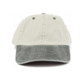 Baseball Caps Low Profile Blank Two-Tone Washed Pigment Dyed Cotton Dad Cap - Beige Black - CI12NUOJ6HD $22.63