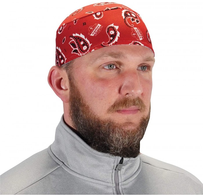 Baseball Caps Chill Its 6630 Skull Cap- Lined with Terry Cloth Sweatband- Sweat Wicking- Red Western - Red Western - C1113N1W...