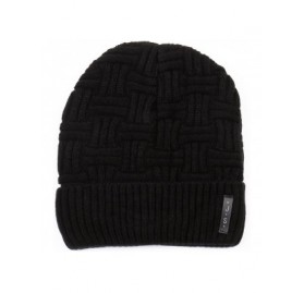 Skullies & Beanies Trendy Warm Ribbed Beanie Thick Slouchy Stretch Cable Knit Hat Soft Unisex Solid Skull Cap - Black - CN188...