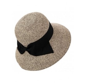 Sun Hats Womens UPF 50 Summer Straw Beach Sun Hat Wide Brim Fashion Fedora Packable & Adjustable - 69087coffee Mix - CT18R3AH...