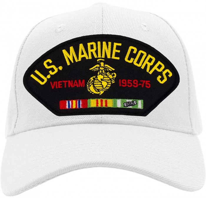 Baseball Caps US Marine Corps - Vietnam War Hat/Ballcap Adjustable One Size Fits Most - White - CF18RQWZAIX $26.55