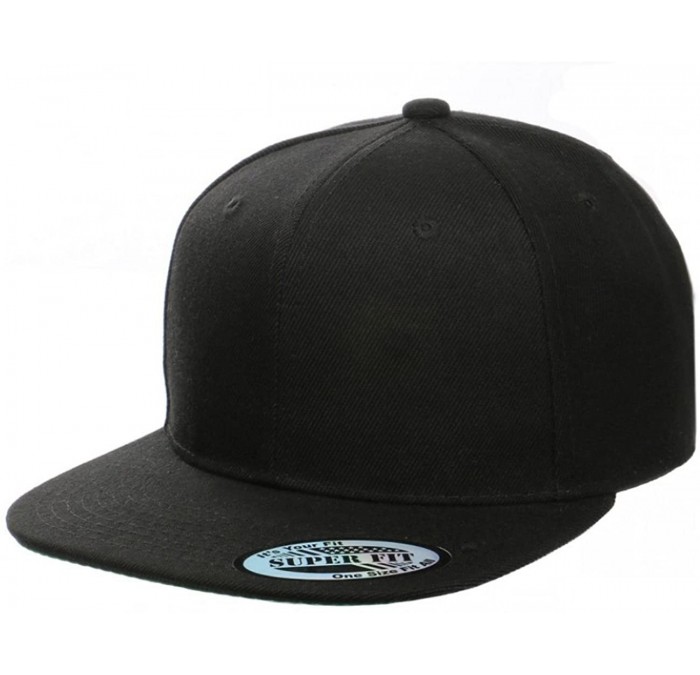 Baseball Caps Blank Adjustable Flat Bill Plain Snapback Hats Caps - Black - CO1880IT66N $10.44