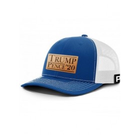 Baseball Caps Trump 2020 Hat - Trump Pence '20 Leather Patch Back Mesh Trump Hat - Royal Blue / White Mesh - C518UNQ2O9O $38.65