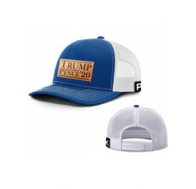 Baseball Caps Trump 2020 Hat - Trump Pence '20 Leather Patch Back Mesh Trump Hat - Royal Blue / White Mesh - C518UNQ2O9O $38.65