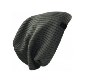 Skullies & Beanies Long Cable Slouchy Beanie Knit Hat 12" - Charcoal Gray - CO11WQKM0PH $11.56
