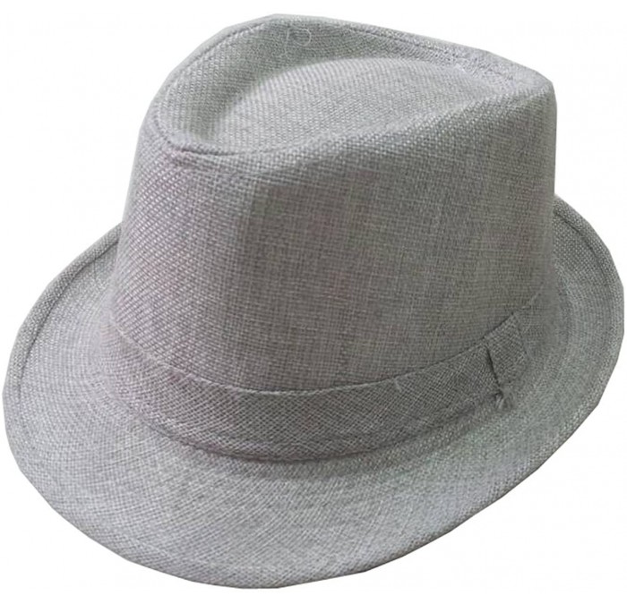 Sun Hats Fedoras Gangster Summer Hat Jazz Caps Light Gray - CY11KYBAX2L $19.83