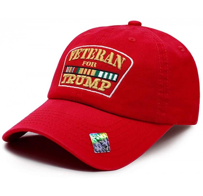 Baseball Caps Veterans for Trump Dad Hat Cotton Ball Cap Baseball Cap Hand Wash PC101 - Pc101 Red - CD19469QR8K $26.49