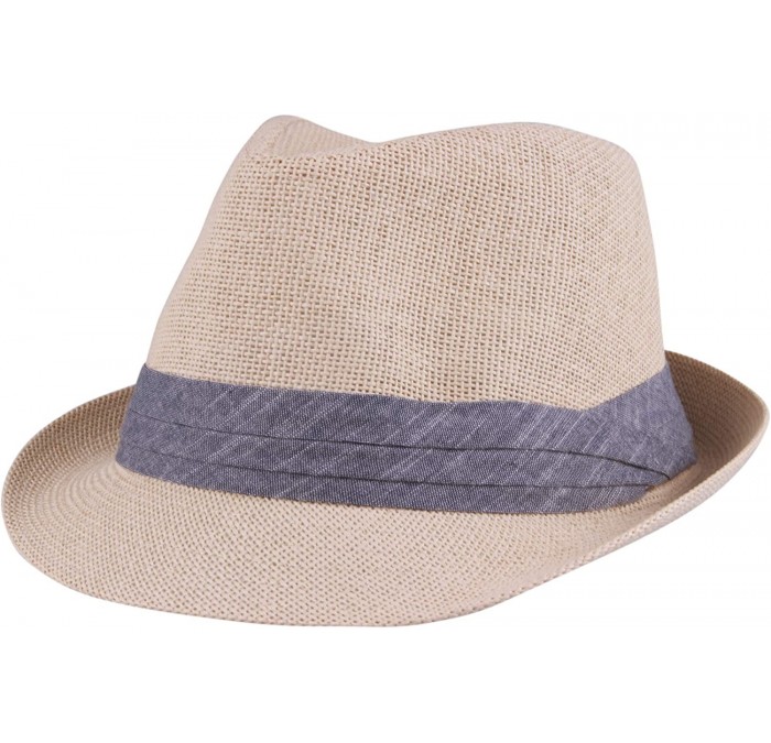 Fedoras Unisex Vintage Fedora Hat Classic Timeless Light Weight - 2119 - Beige - CC18HDD9L72 $14.94