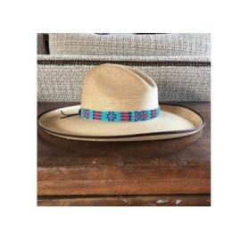 Cowboy Hats Hat Band Cowboy Western Beaded Hatband Turquoise Orange White Men Women Handmade - Turquoise and Red - CA18QR0NUC...