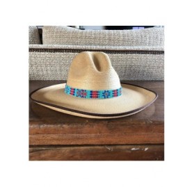 Cowboy Hats Hat Band Cowboy Western Beaded Hatband Turquoise Orange White Men Women Handmade - Turquoise and Red - CA18QR0NUC...