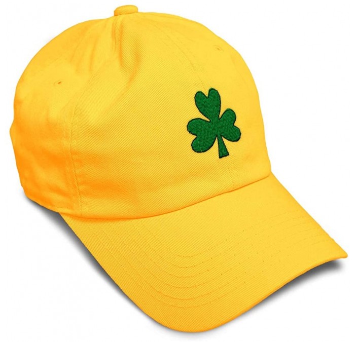 Baseball Caps Custom Soft Baseball Cap Shamrock Embroidery Dad Hats for Men & Women - Golden Yellow - CM18SHIUCOT $26.40