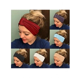 Headbands Women Stretch Headbands Solid Wide Hair Wrap Accessories Knot Headband - Red - CX18N8QD8KI $11.82