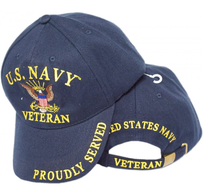 Baseball Caps U.S Navy Veteran Proudly Served Navy Blue Eagle Embroidered Cap Hat - C1180U48G86 $22.19