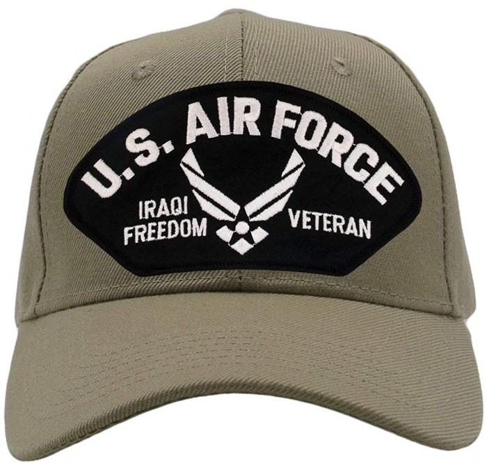 Baseball Caps US Air Force Iraqi Freedom Vereran Hat/Ballcap Adjustable One Size Fits Most - Tan/Khaki - CW18SXQDL85 $50.57
