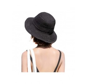Sun Hats Women Large Brim Sun Hats Foldable Beach Sun Visor UPF 50+ for Travel - Bucket Hat-black - CS18SX87465 $14.37