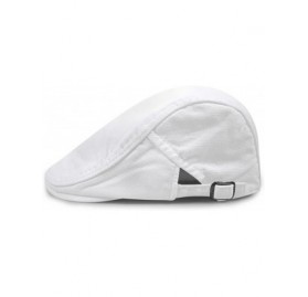 Newsboy Caps Men's 100% Cotton Solid Ivy Summer Newsboy Hats with Buckle - White - C818ESS0W6C $12.02