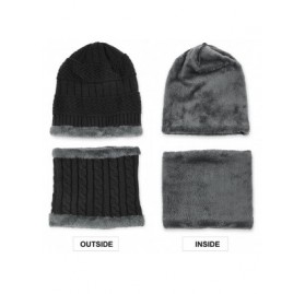 Skullies & Beanies Womens Mens Winter Hat Warm Thick Beanie Cap Scarf for Winter Knit Ski Beanies - Black - C6186Q6N0WK $11.13