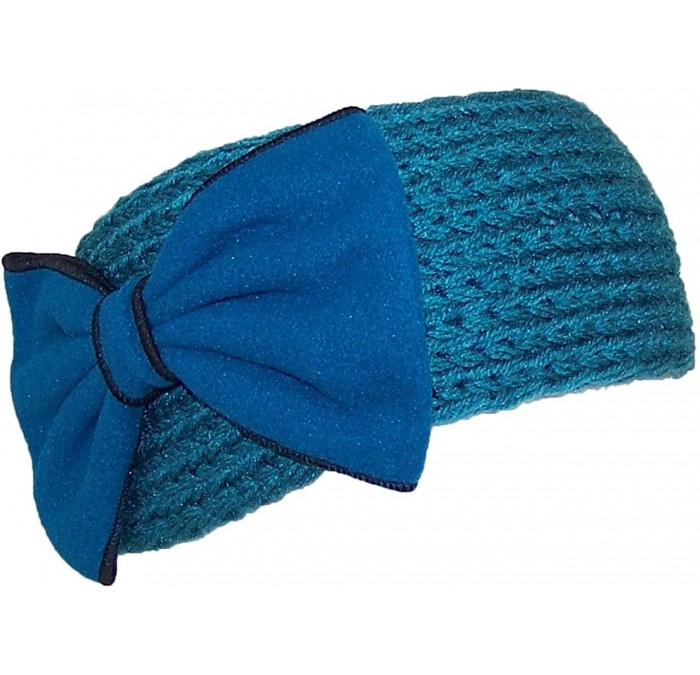 Cold Weather Headbands Womens Knit Headband W/Large Bow (One Size) - Teal - CE125Y2ERB3 $18.33
