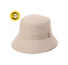 Sun Hats Bucket Cord Sun Summer Beach Hat Wide Brim for Women Foldable UPF 50+ - 89024-khaki Beige - CJ18ULHAOG8 $19.77