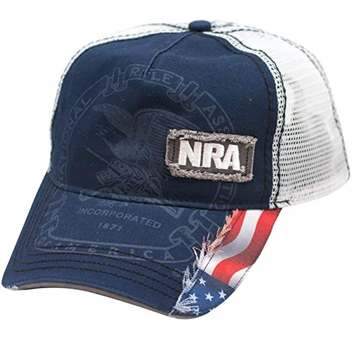 Baseball Caps National Rifle Association Men's Distressed USA Flag Trucker Hat Logo - CJ18C5K9SN4 $36.44