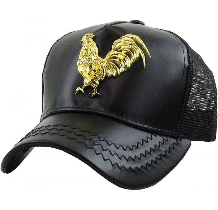 Baseball Caps Dominican Republic Gold Badge Wolf Rooster Tuna Trucker Cap Adjustable Snapback Hat - 2.(rooster) Black - CG18I...
