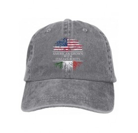 Baseball Caps Men's/Women's Adjustable Yarn-Dyed Denim Baseball Caps American Grown with Italian Roots Trucker Cap - Ash - CV...