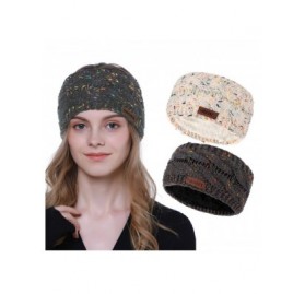 Cold Weather Headbands Women Winter Headband Cable Knit Fuzzy Lined Head Wrap Headband Ear Warmer (Confetti White & Confetti ...