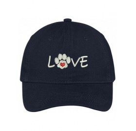 Baseball Caps Paw Print Heart Love Embroidered Low Profile Soft Cotton Brushed Cap - Navy - CJ12NTBLU0A $13.92