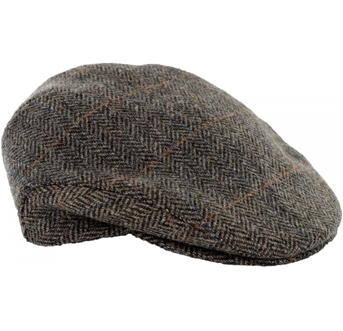 Newsboy Caps Irish 100% Wool Gents Quilted Trinity Cap by Mucros Weavers - Grey Brown - CS11Q2625TR $91.78