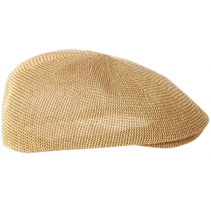Newsboy Caps Men's Summer Breathable Mesh Hat Newsboy Beret Ivy Cap Flat Cap Driving Hat Sun Hat - Khaki - CX18444K677 $28.26
