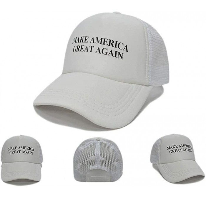 Baseball Caps Keep America Great Hat Donald Trump President 2020 Slogan with USA Flag Cap Adjustable Baseball Cap - White - C...