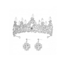 Headbands Bride Wedding Queen Crowns Elegant Bridal Crystals Diadem Rhinestone Flower Tiaras for Women and Girls (Silver) - C...